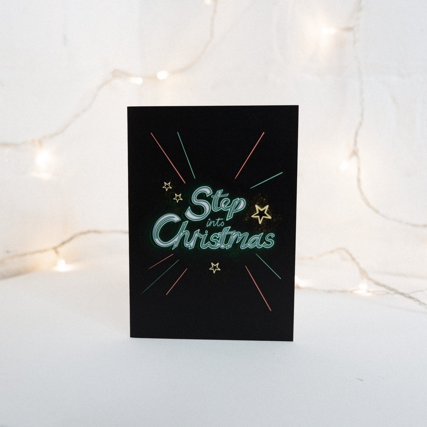 Neon Step Into Christmas Card