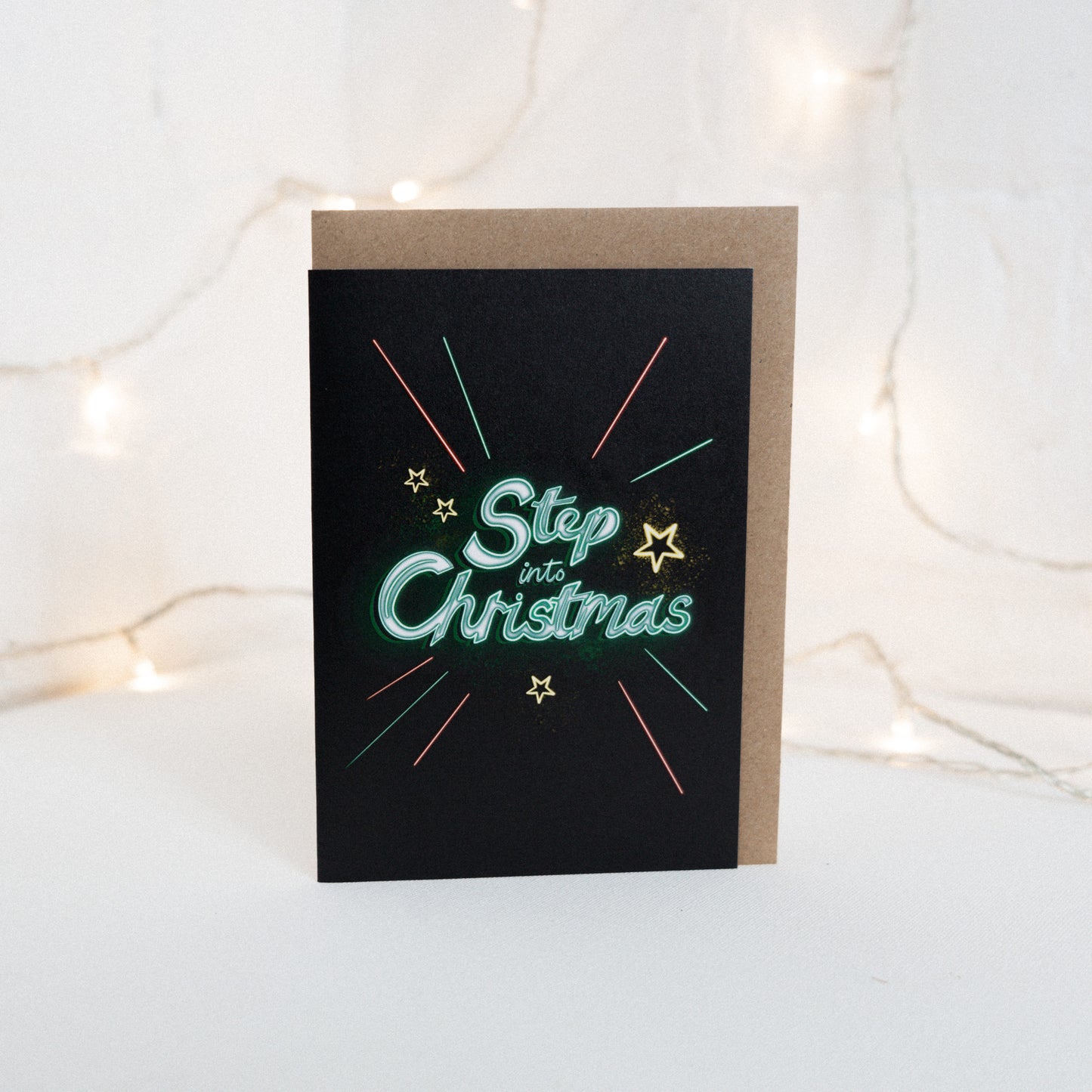 Neon Step Into Christmas Card