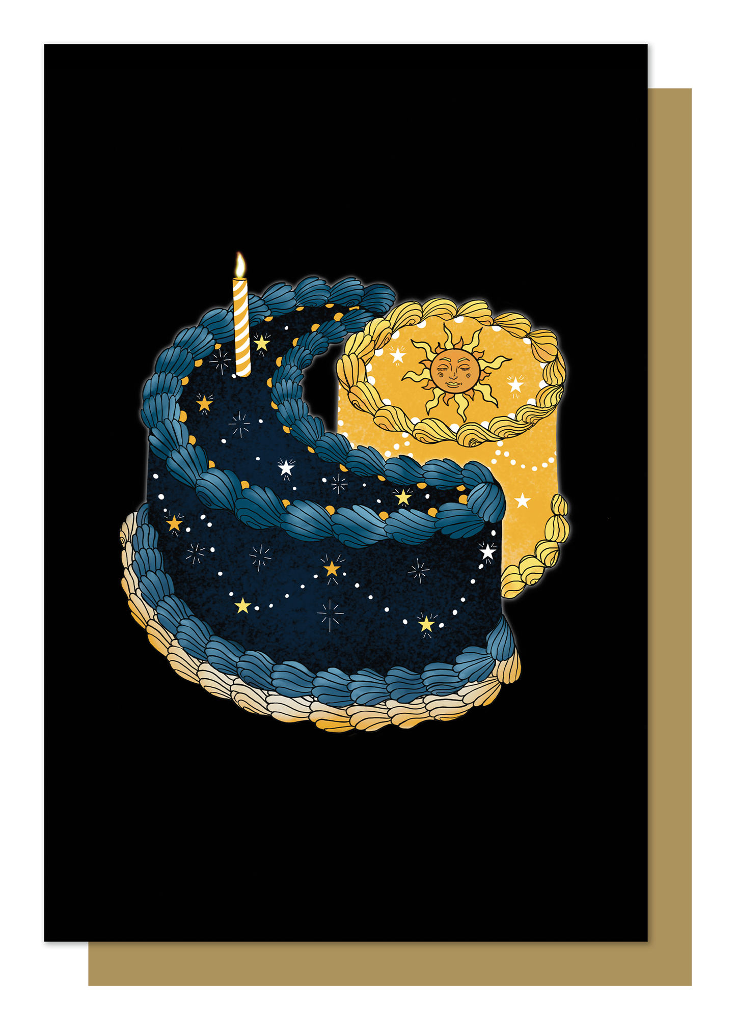 Sun and Moon Birthday Cake Card