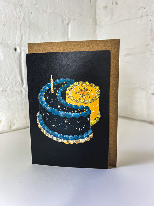 Sun and Moon Birthday Cake Card
