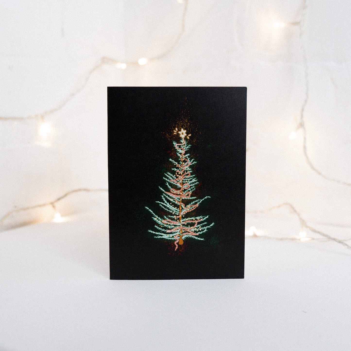 Neon Traditional Christmas Tree Christmas Card