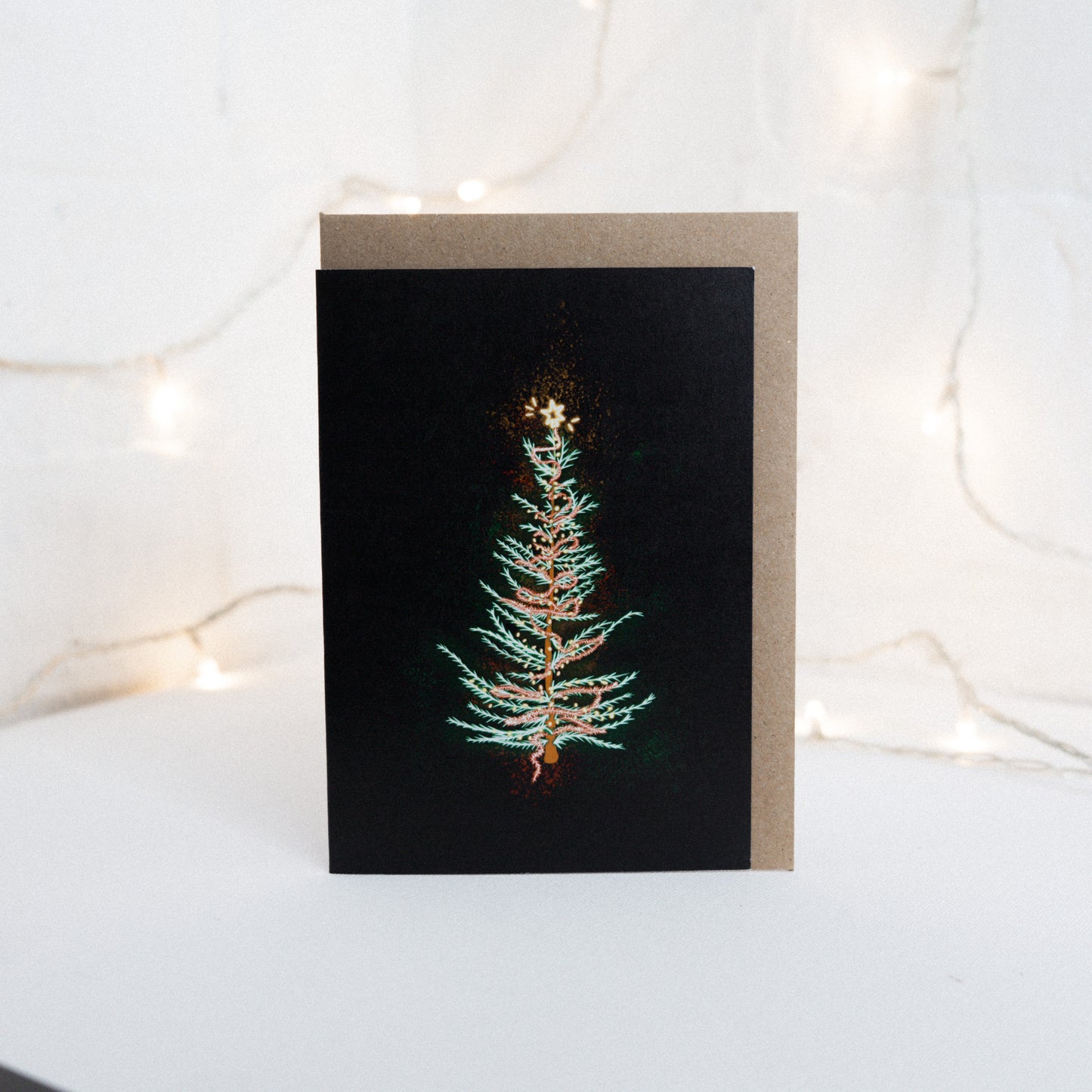 Neon Traditional Christmas Tree Christmas Card