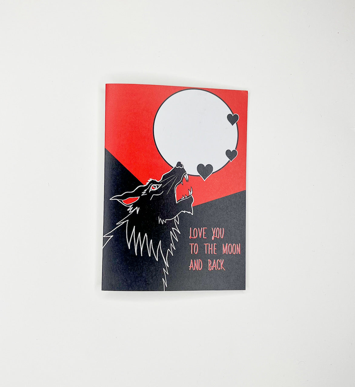 Love You To The Moon and Back Wolf Gothic Greetings Card