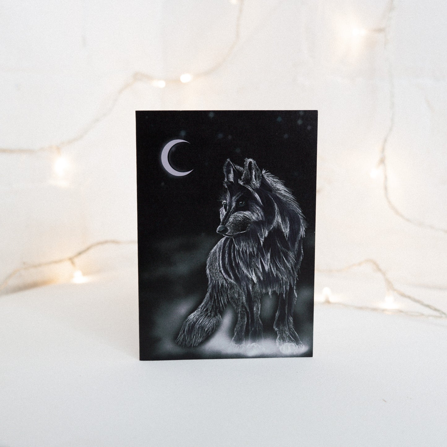 Moon Wolf Winter Greetings Card
