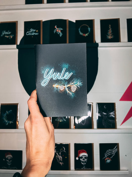 Yule Neon Greetings Card (white back)