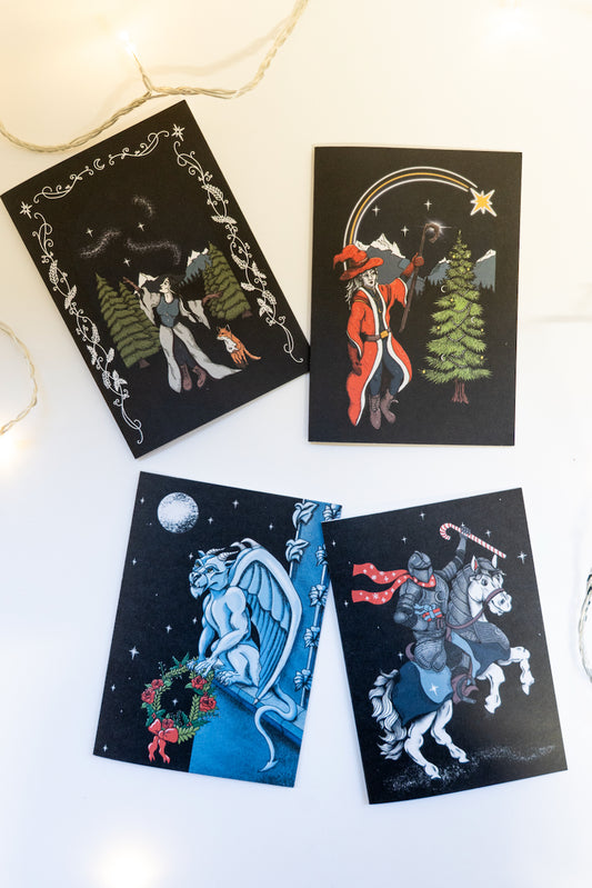 Set of 12 Festive Fantasy Christmas Cards