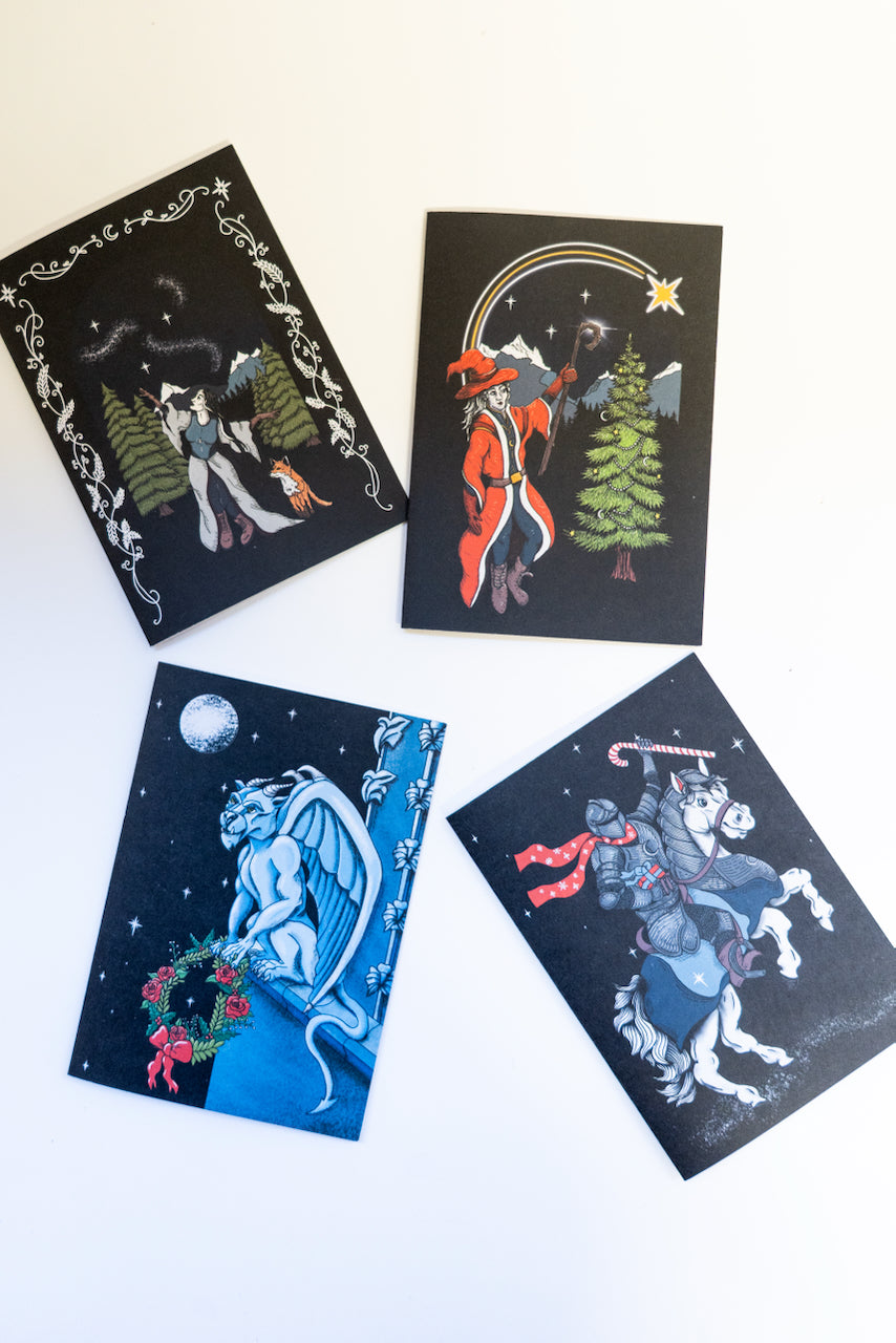 Set of 12 Festive Fantasy Christmas Cards