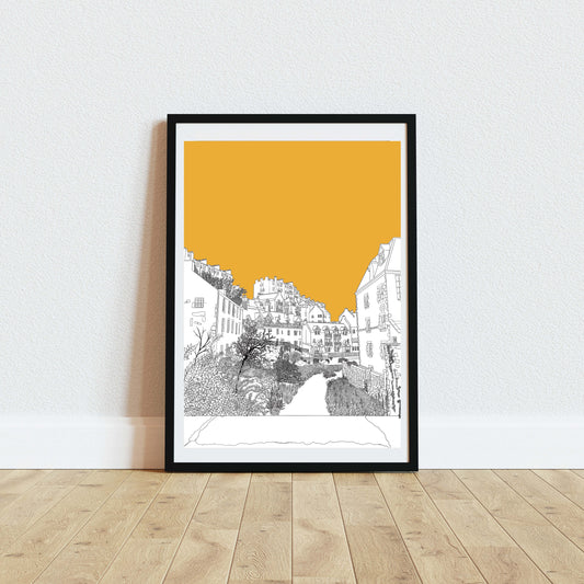 Dean Village Edinburgh Yellow Art Print
