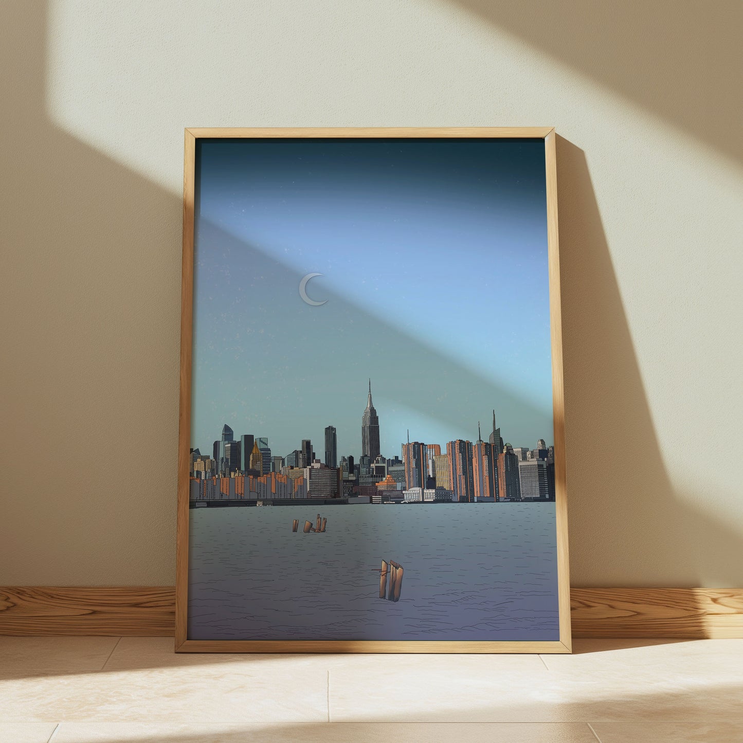 Empire State New York River View at Sunset Art Print
