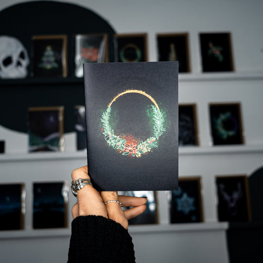 Traditional Wreath Neon Christmas Card