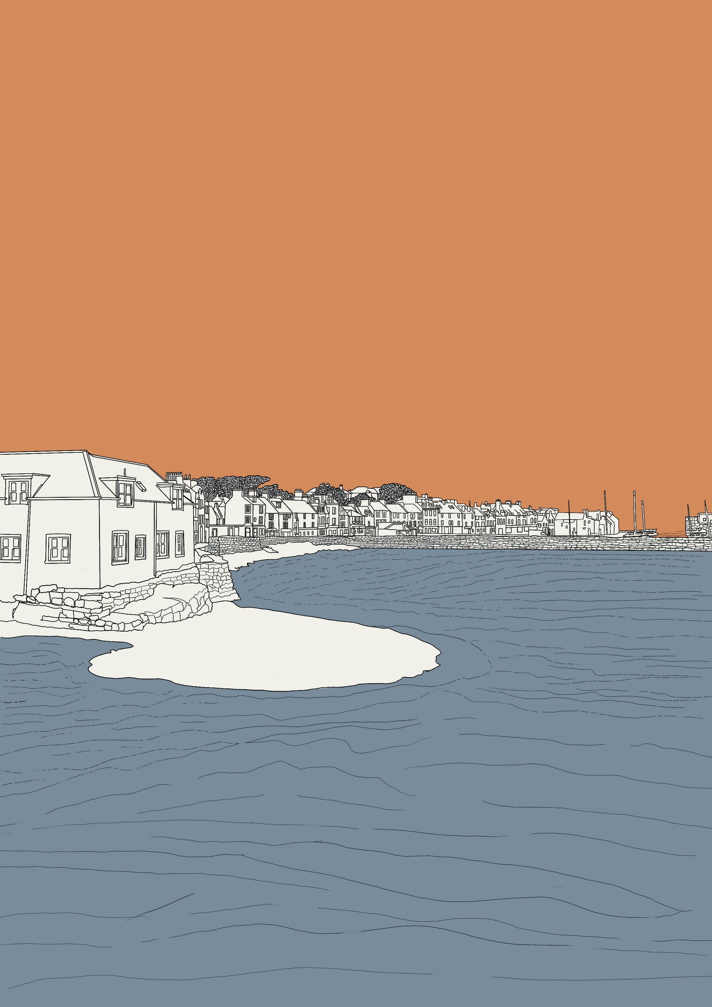 Anstruther East Neuk Fife Art Print Block Colour