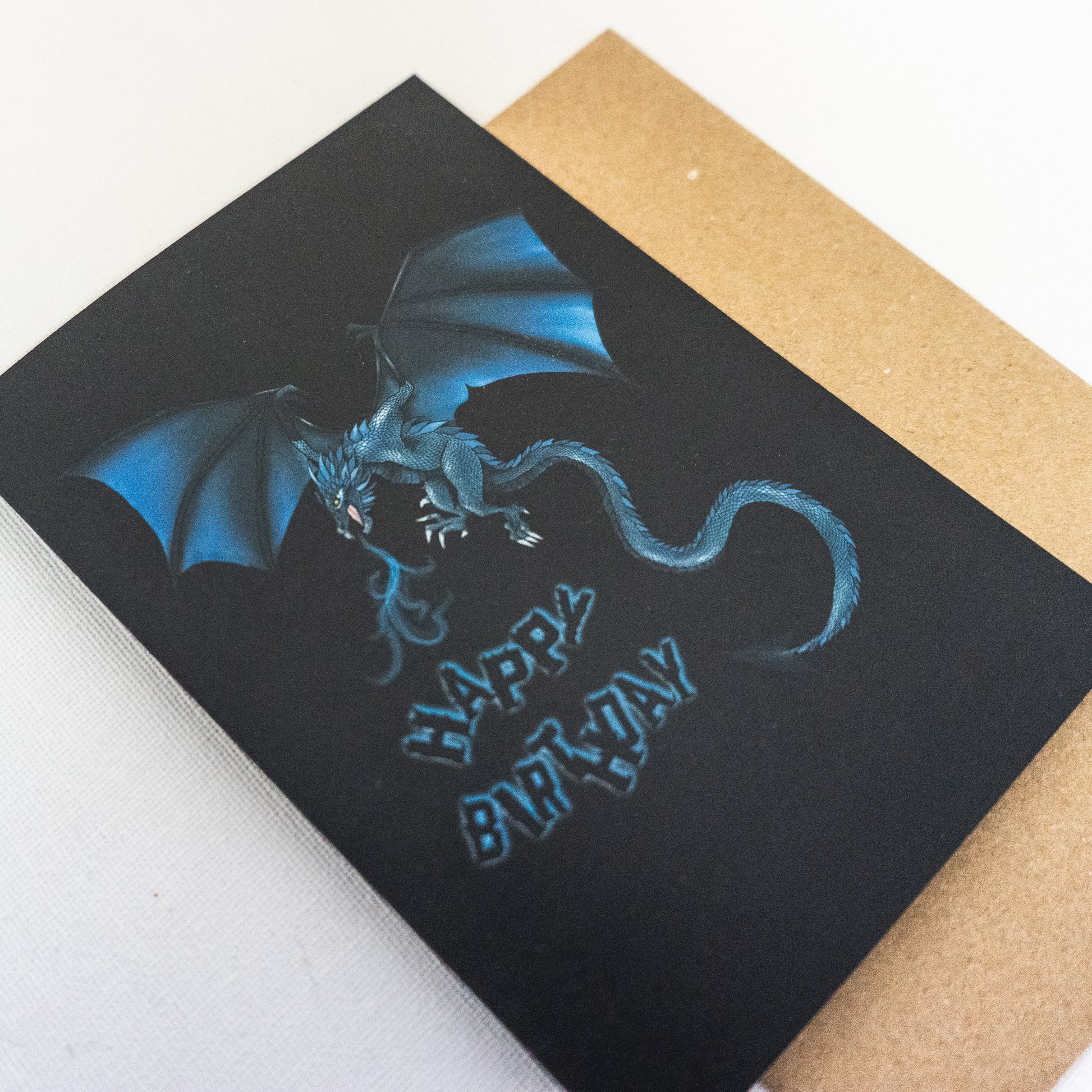Blue Dragon Happy Birthday Card Close Up