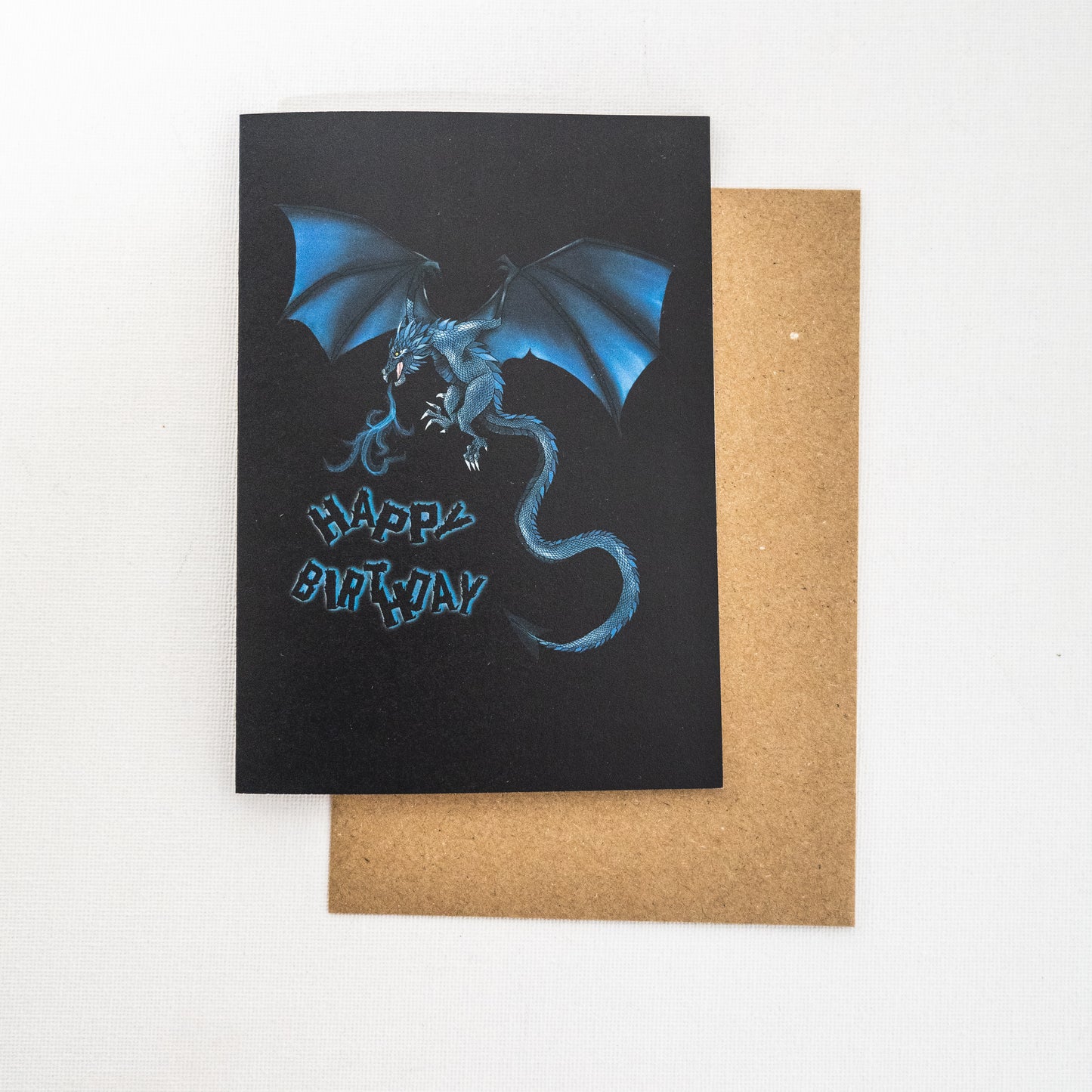 Blue Dragon Happy Birthday Card with envelope