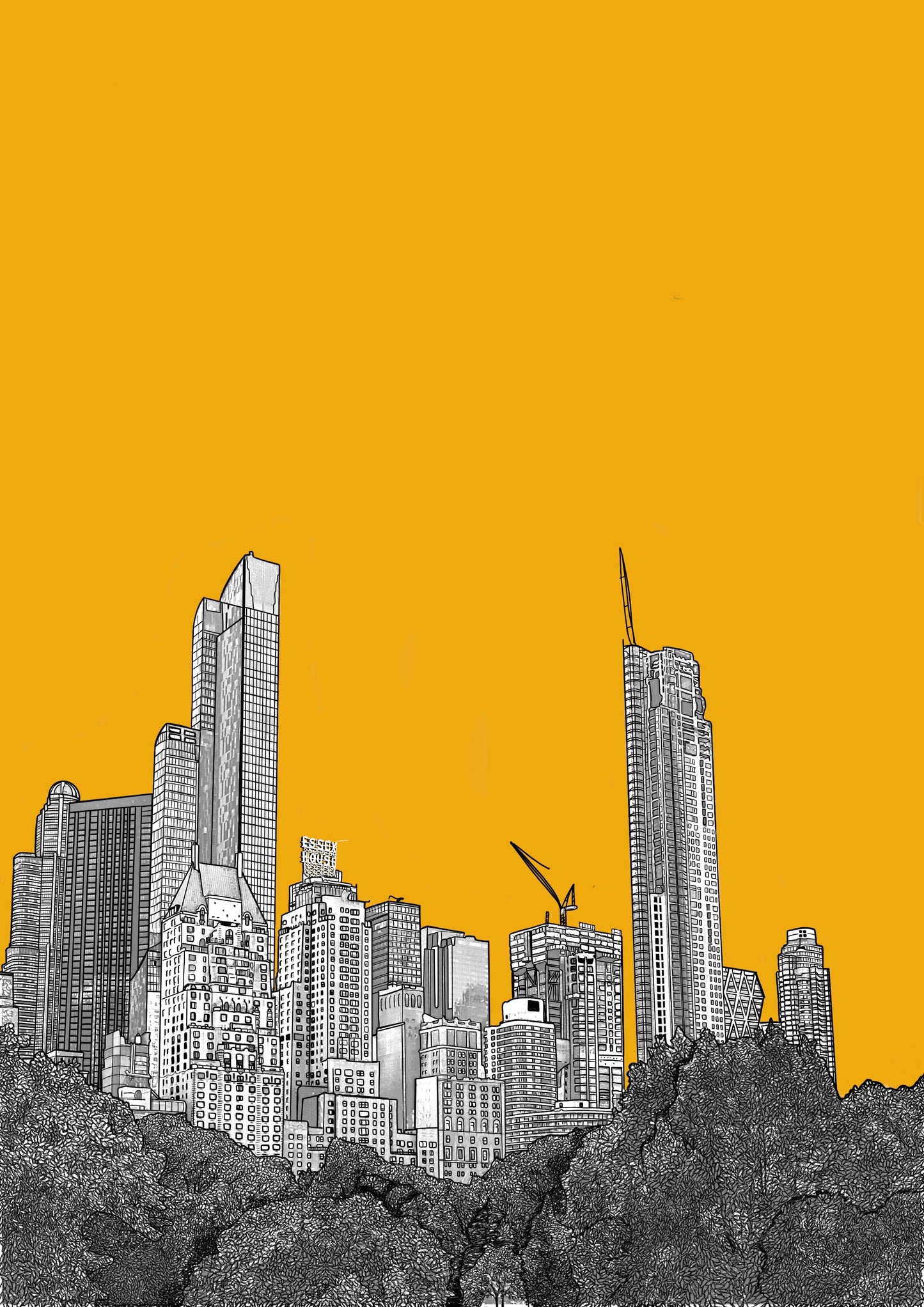 Central Park New York Yellow Art Print