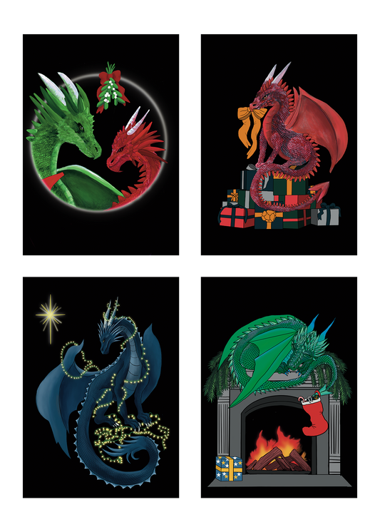 Set of 12 Dragon Christmas Cards