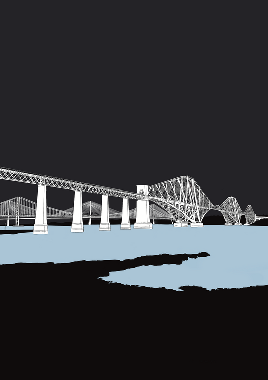 Forth Bridges Art Print Block Colour