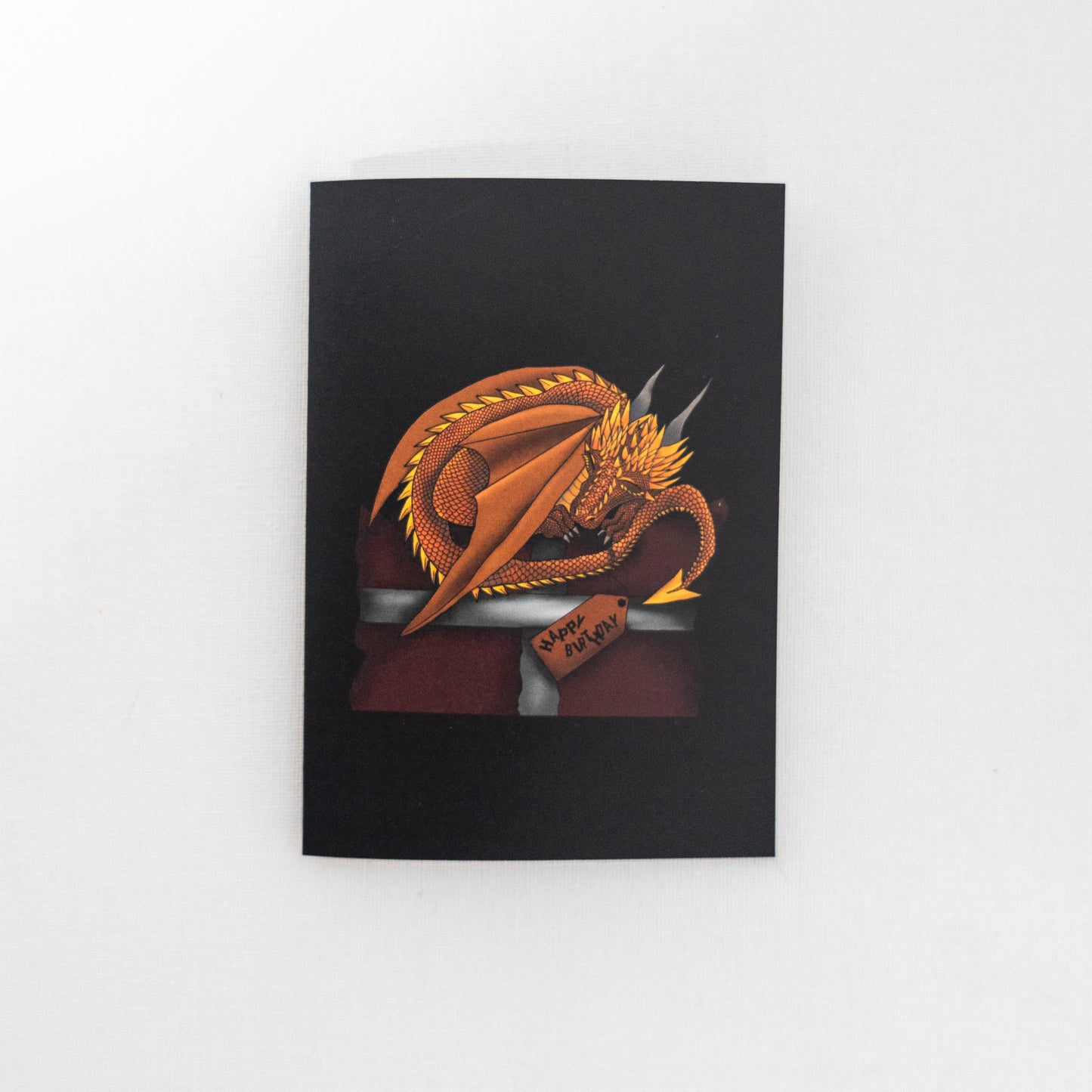 Sleepy Orange Dragon Birthday Card