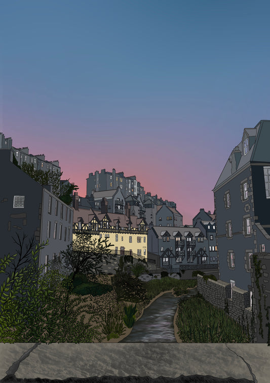 Dean Village Sunset Edinburgh Art Print