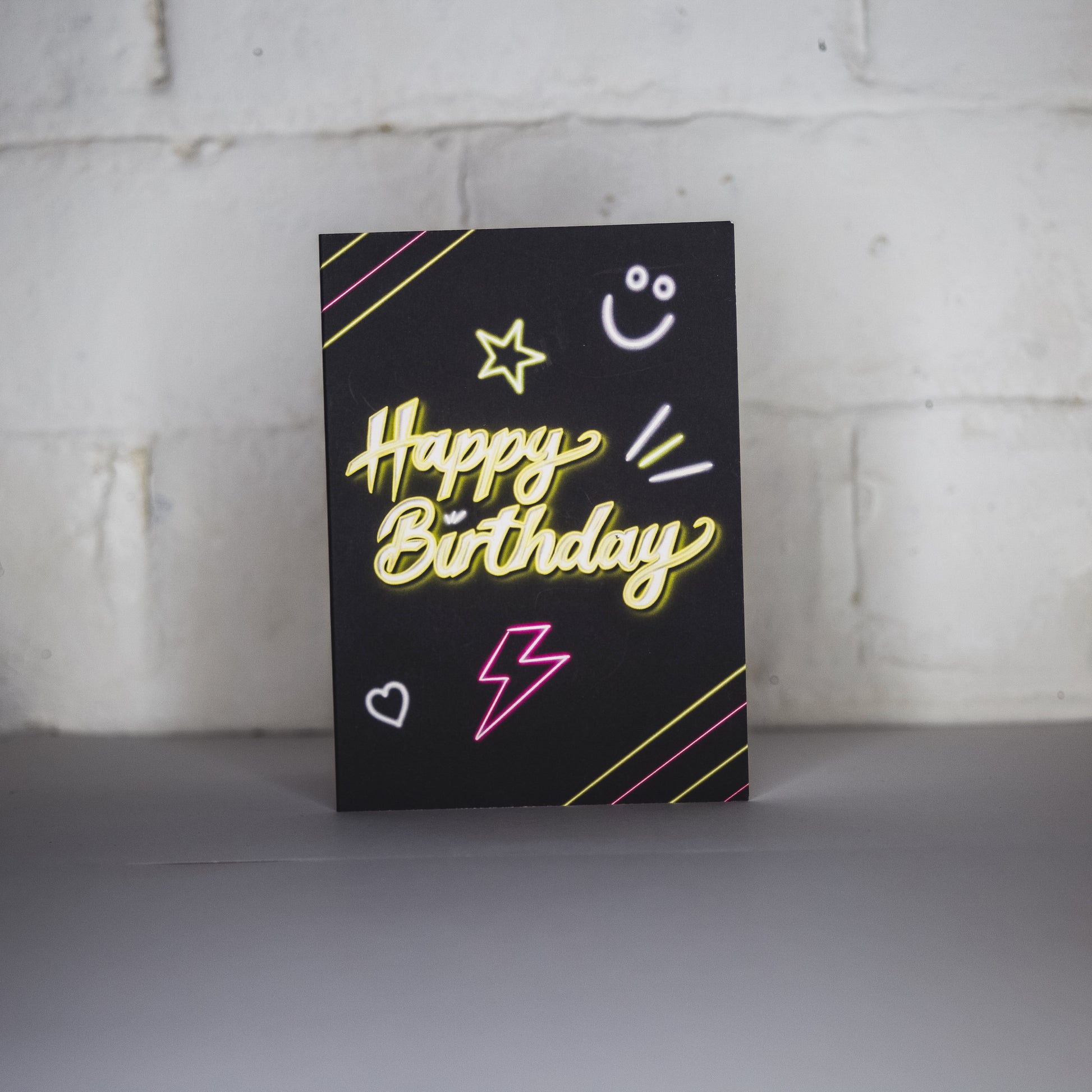 Happy Birthday Neon Birthday Card by WaywardYellow Neon Happy Birthday Writing
