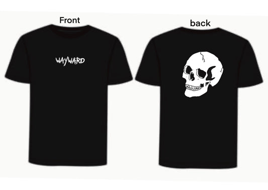 Wayward Writing With Skull Logo Back - Hand Screen Printed T-shirt