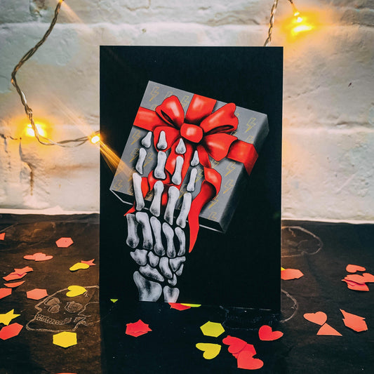 Skeleton Hand With Gift Gothic Birthday Card