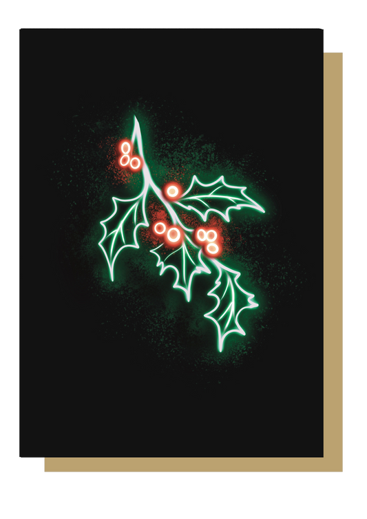 Wayward Holly Neon Christmas Card