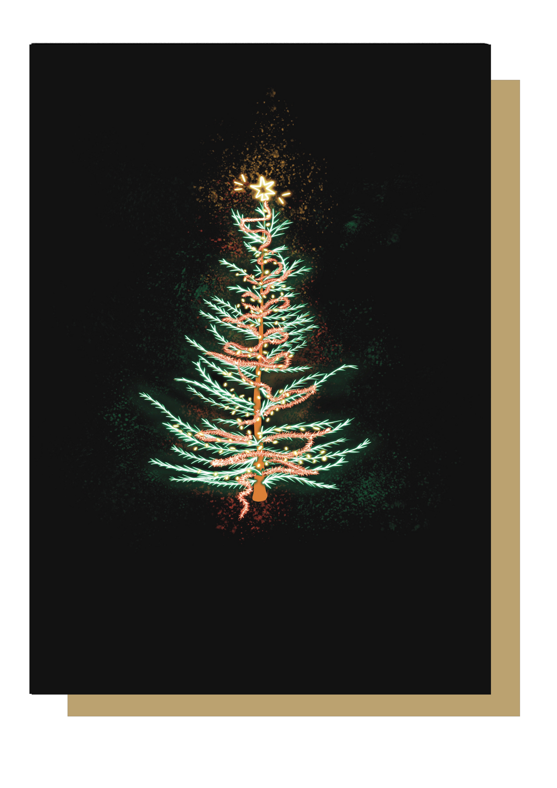 Neon Traditional Christmas Tree  Christmas Card