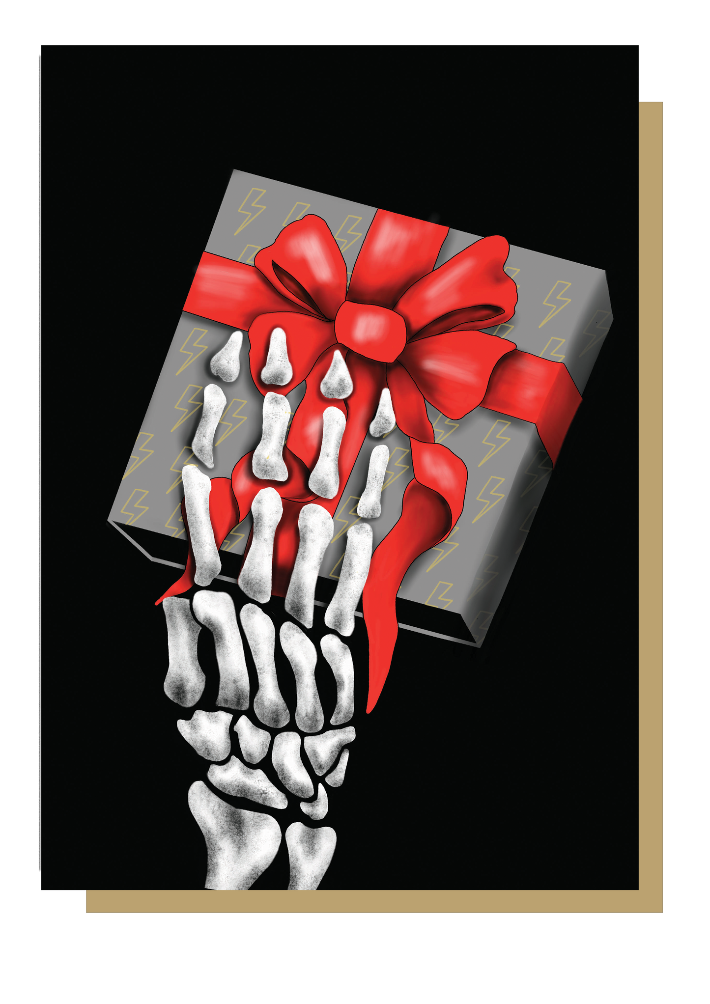 Skeleton Hand With Gift Gothic Birthday Card
