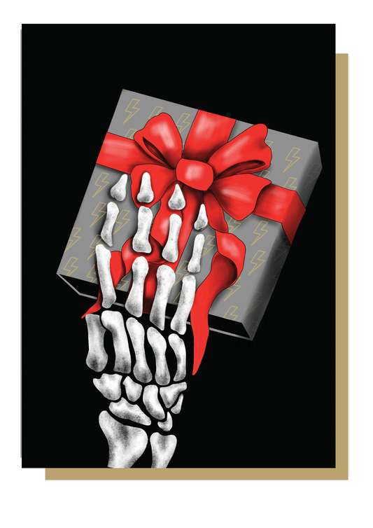 Skeleton Hand With Gift Gothic Birthday Card