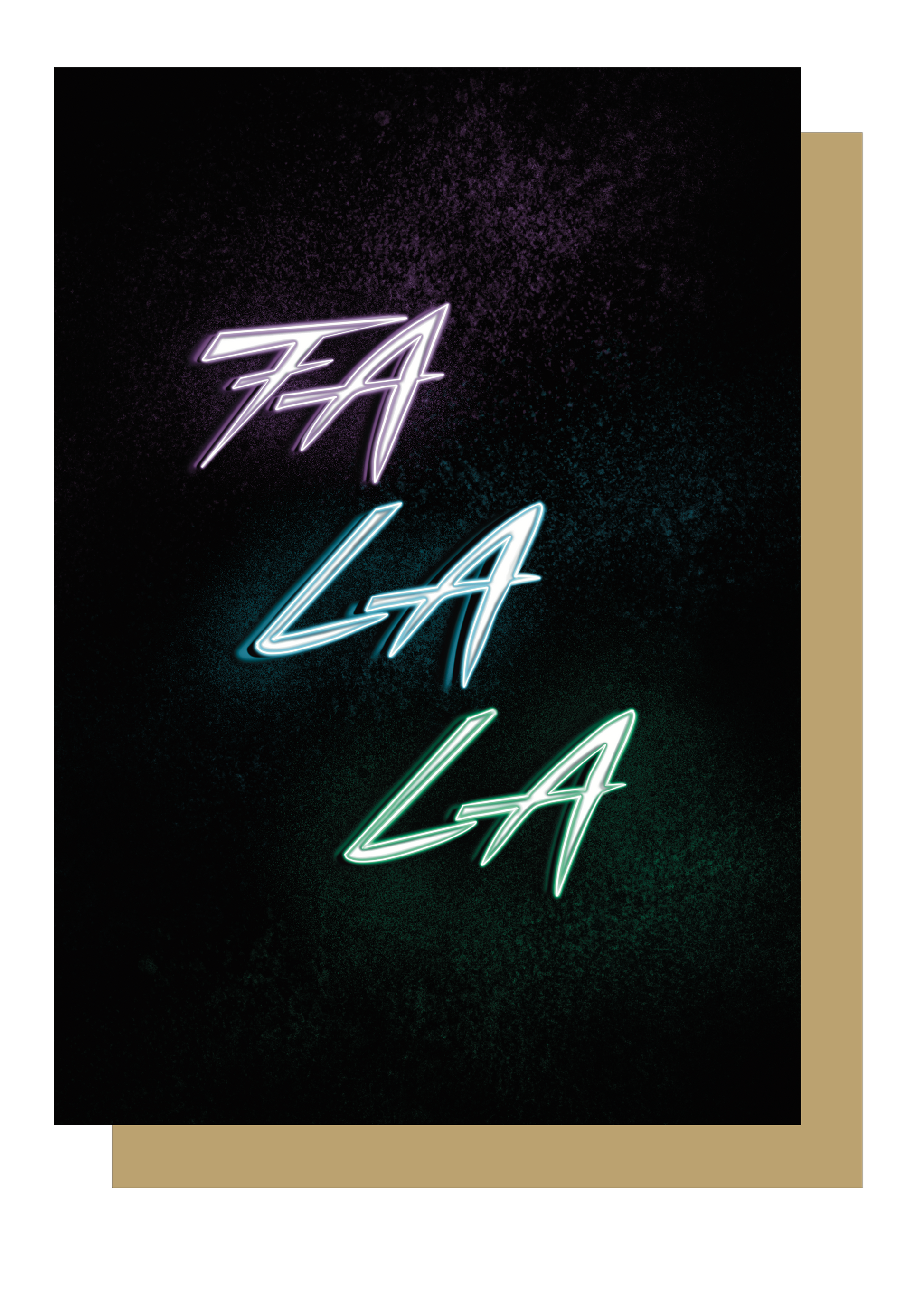 Fa La La neon writing on black background christmas card by wayward