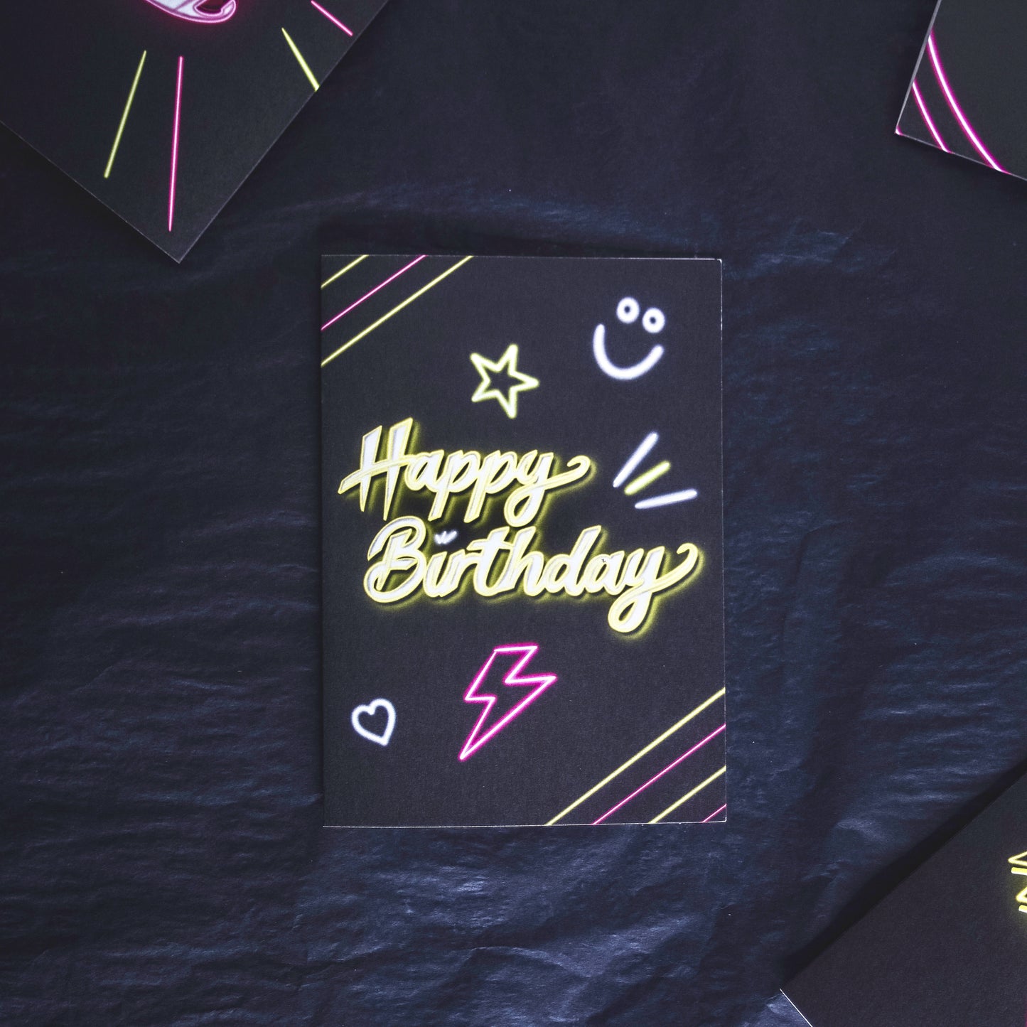 Happy Birthday Neon Birthday Card by WaywardYellow Neon Happy Birthday Writing