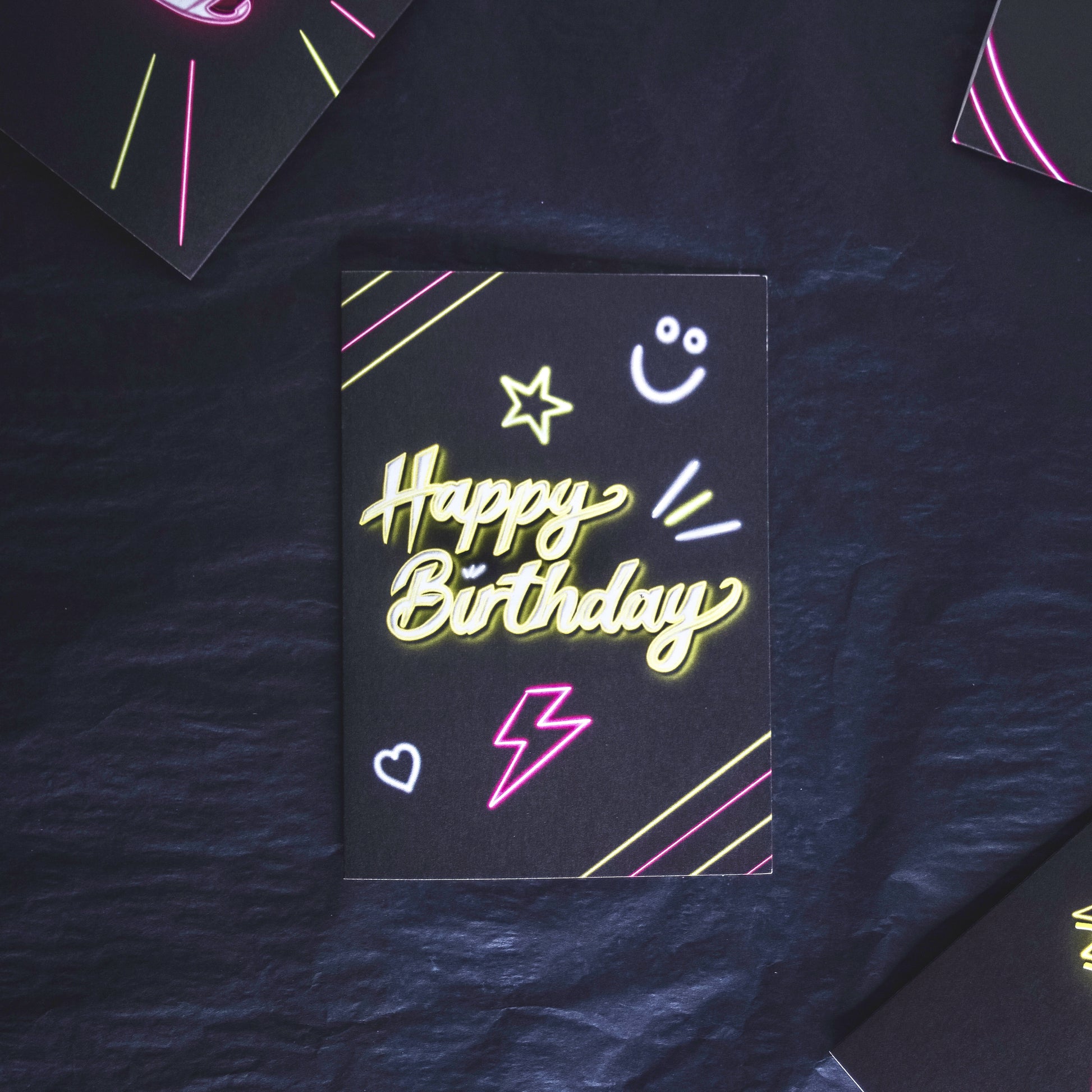 Happy Birthday Neon Birthday Card by WaywardYellow Neon Happy Birthday Writing 