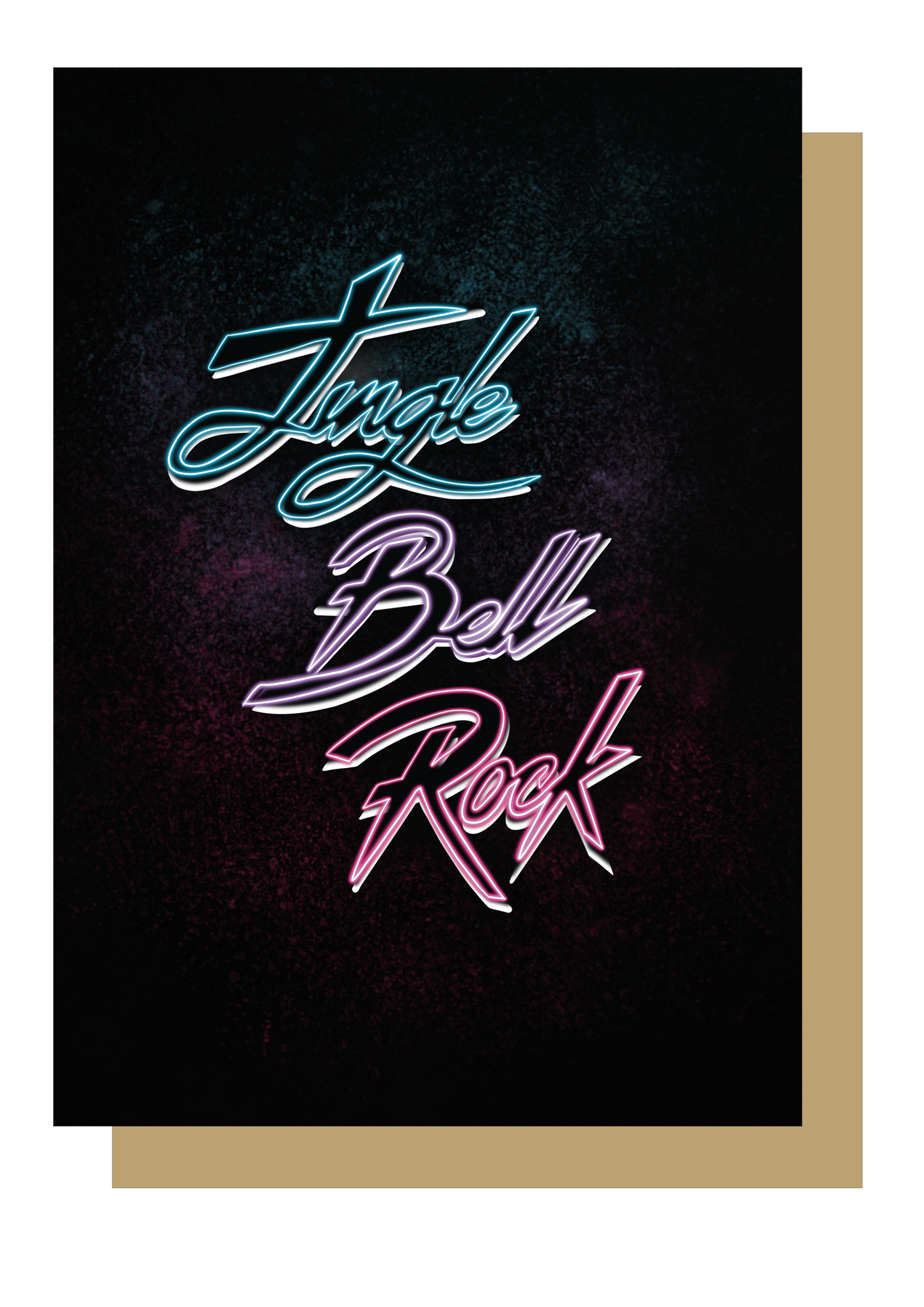 Jingle bell rock neon writing on black background christmas card by wayward