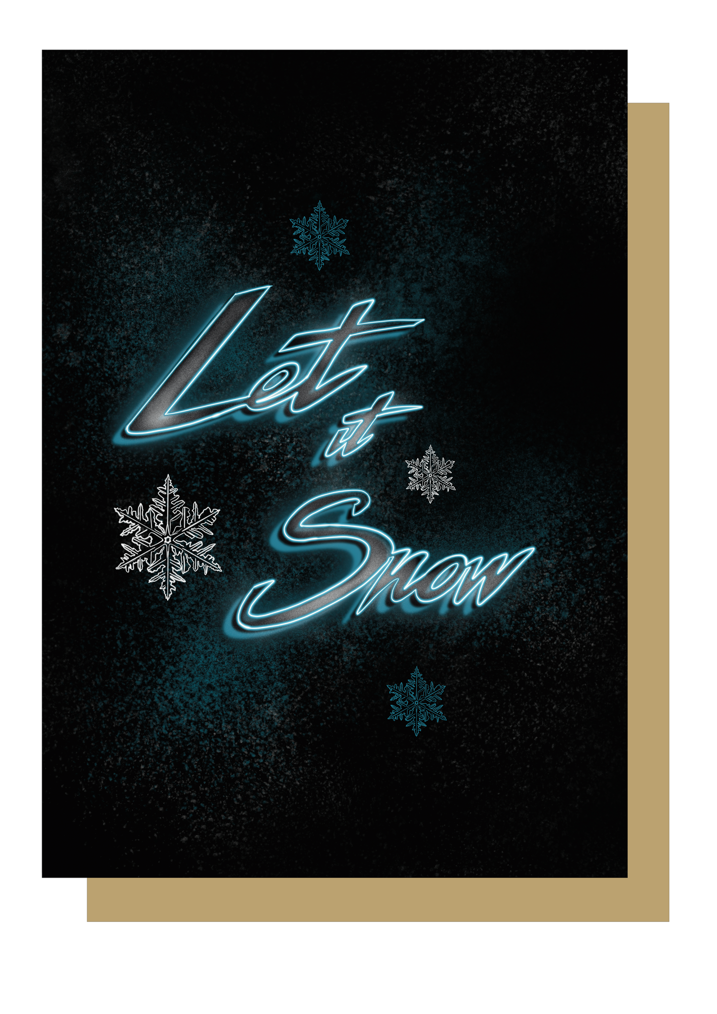 Let is snow neon writing in blue on black background christmas card by wayward