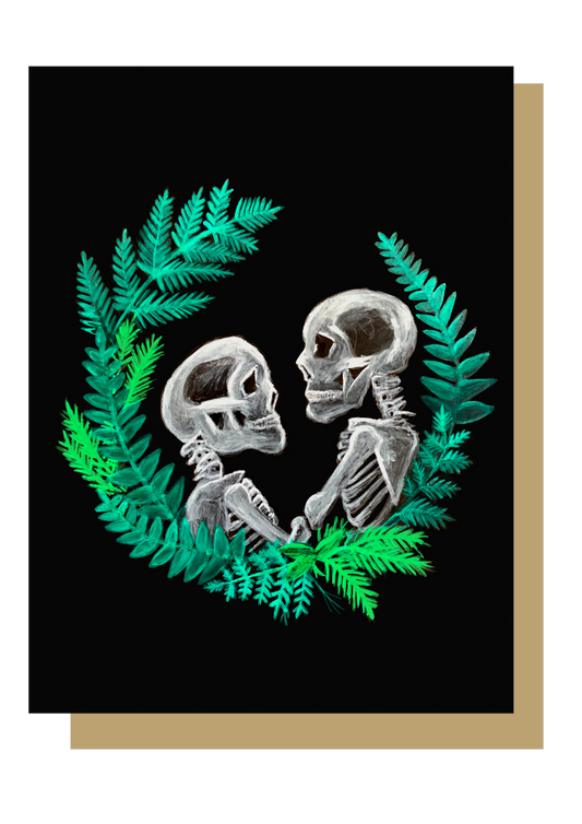 Skull Couple with Wreath Gothic Greetings Card