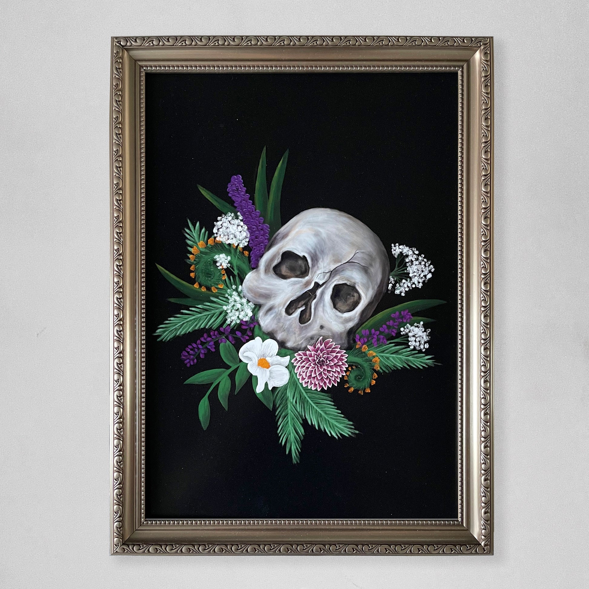 Skull and California Wildflower Gothic Art Print
