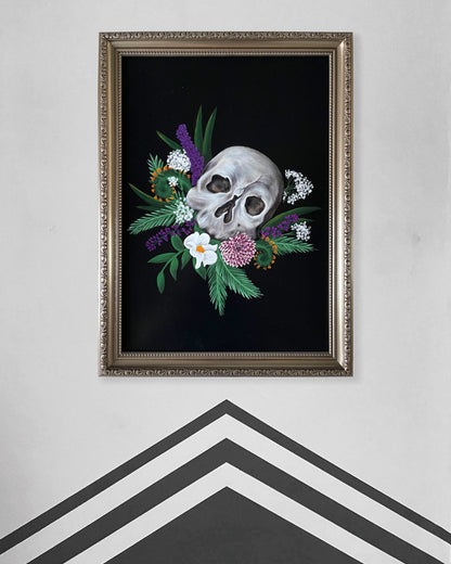 Skull and California Wildflower Gothic Art Print