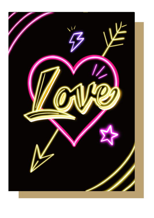 Love Neon Romantic Greetings Card