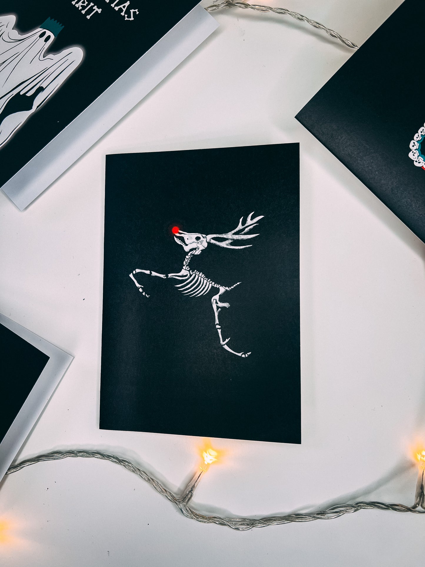 Rudolph Skeleton Gothic Christmas Card
