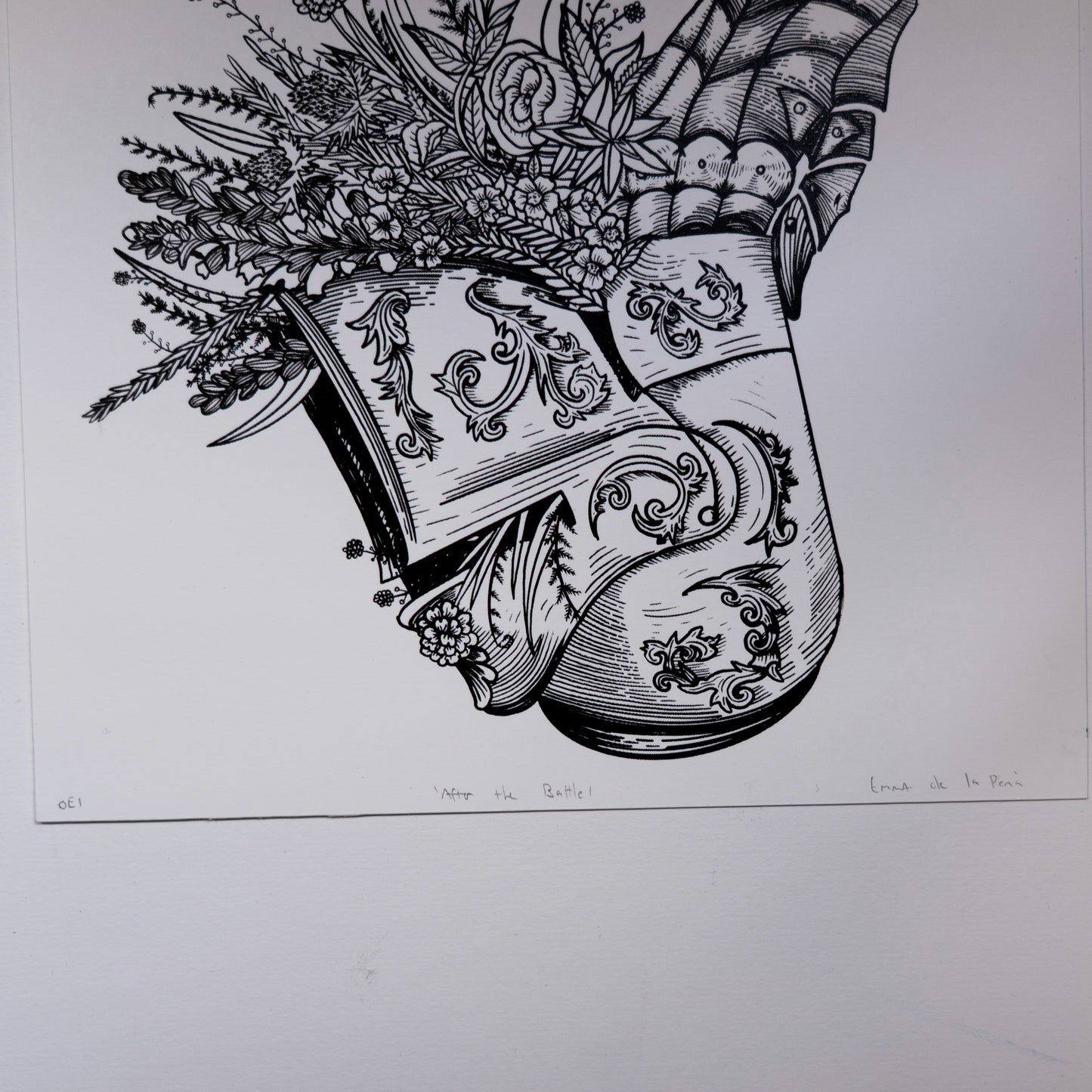 After the Battle, Knight and Flowers 20x20cm Screenprint