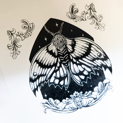 A Soul in Stars Moth 20x20cm Gothic Fantasy Screenprint