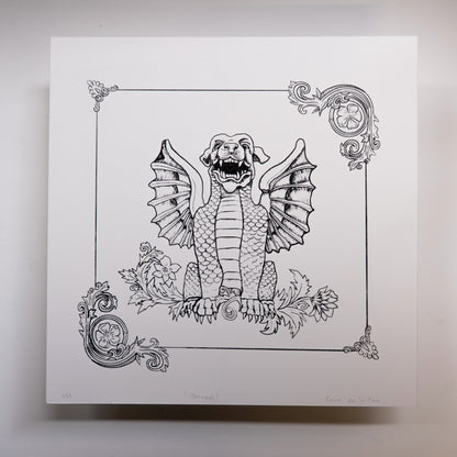 Bernard Gargoyle 20x20cm Screenprint