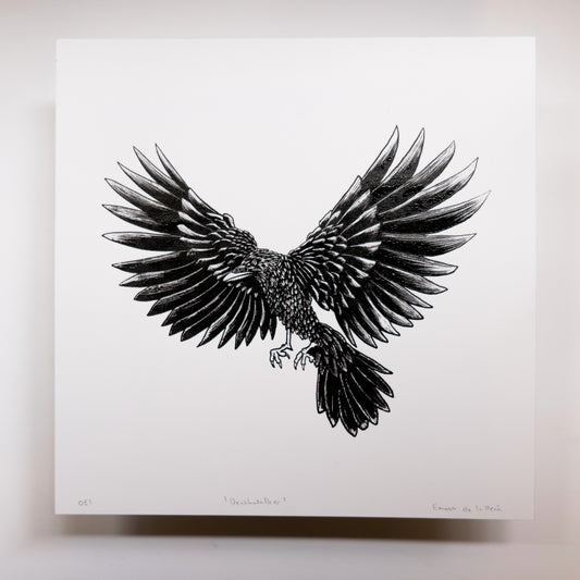 Deathwalker - Crow  20x20cm Screenprint