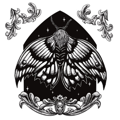 A Soul in Stars Moth 20x20cm Gothic Fantasy Screenprint