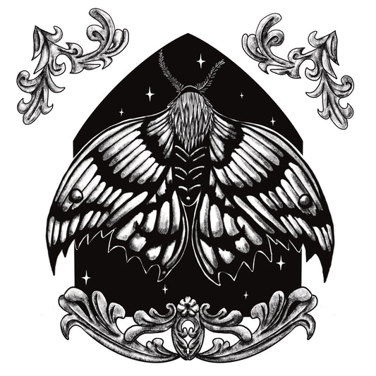 A Soul in Stars Moth 20x20cm Gothic Fantasy Screenprint
