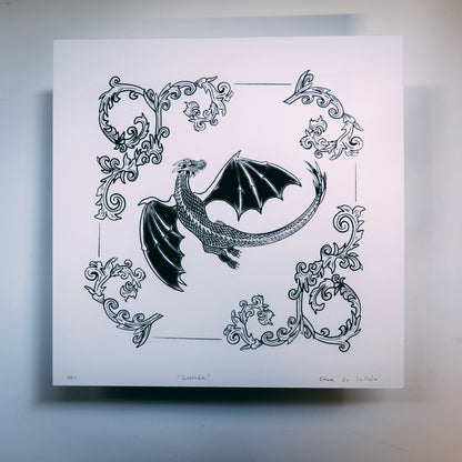 Ciarach - Dusk Dragon  20x20cm Screenprint