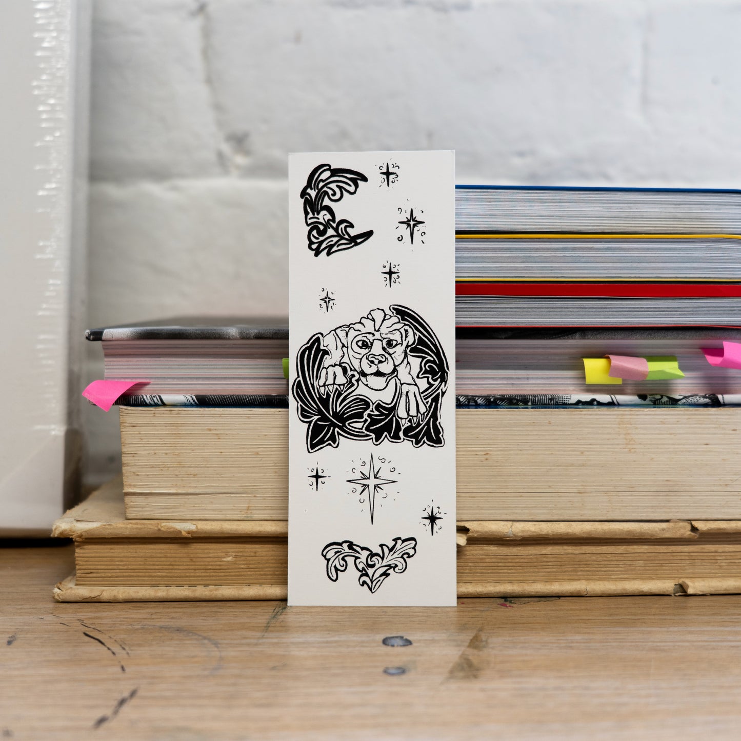 Edinburgh Gargoyle Wildcat Bookmark — Hand Screen Printed
