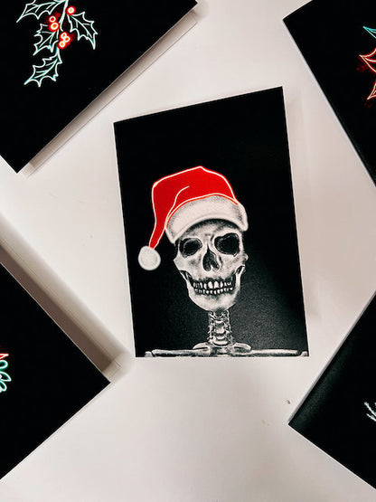 Santa Skull Neon Gothic Christmas Card