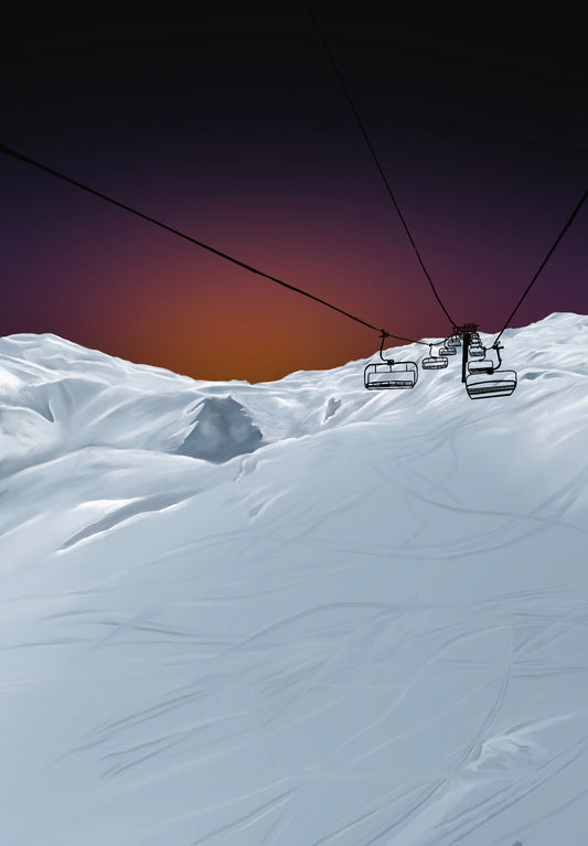 French Alps Ski Lift Art Print