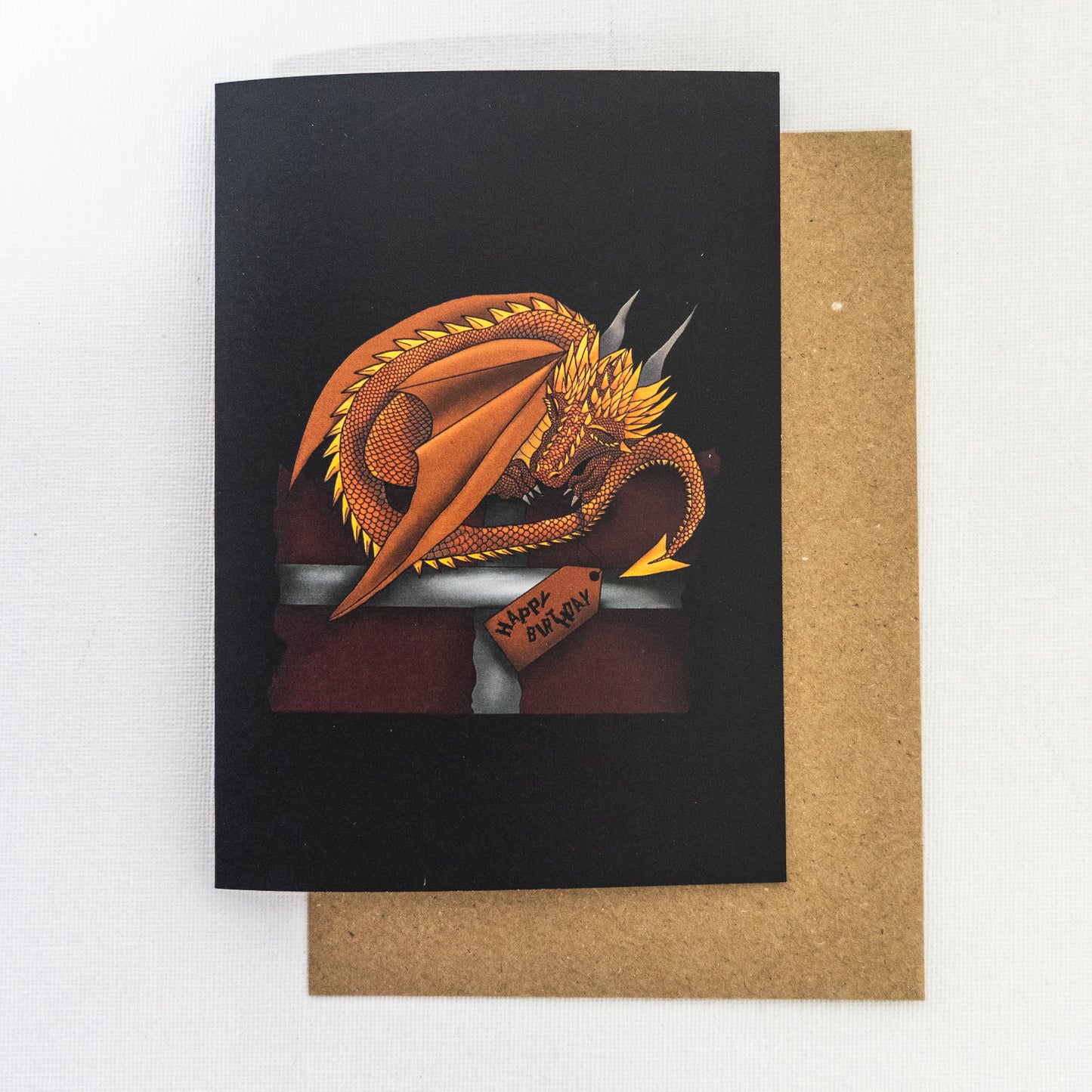 Orange Dragon Birthday Card with envelope 